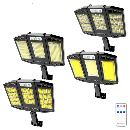 Lumières de sécurité 384LED 264COB avec télécommande, lampes étanches IP65, grand Angle 270 °, appliques murales à large faisceau avec 3 Modes