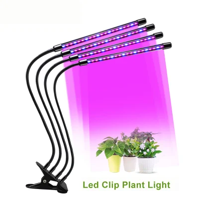 Pince LED plantes 16W Double tête ronde pince LED lampe de plantation LED poussent des lumières pour les plantes d'intérieur